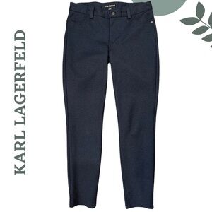Karl Lagerfeld Paris Navy Slim Leg Herringbone Pants | Size 8